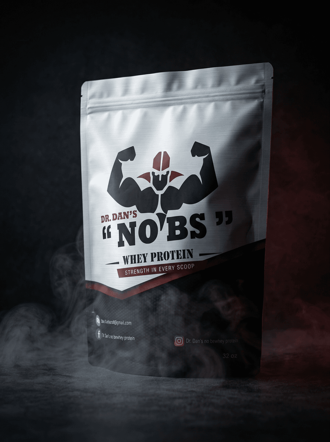 Dr. Dan's No BS Whey Protein — dramatic studio shot